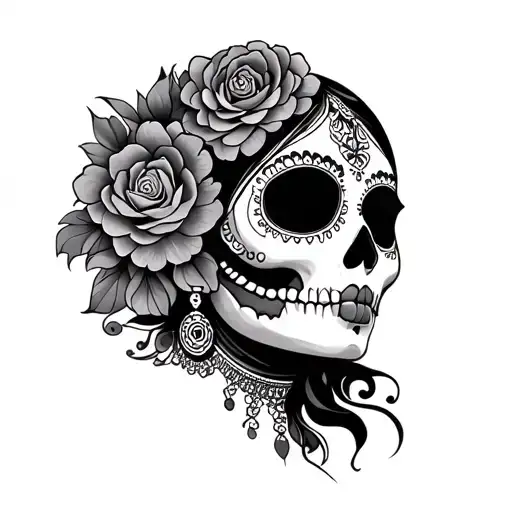 catrina mexican woman tattoo design idea