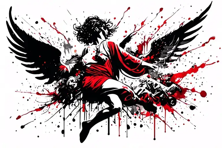 angel falling tattoo design idea