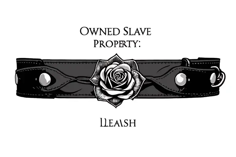 "Owned Slave Property " "Owned Slave"  "collar" "leash" "slave" "leather" Rose tattoo design idea