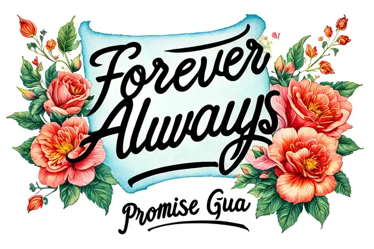 "Forever Always Promise Gua" writing saying 'from tattoo design idea