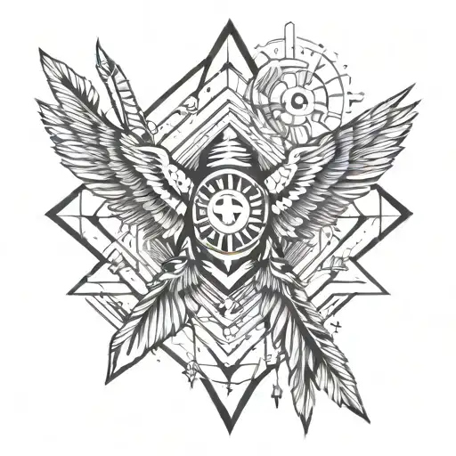 sunshine, arrows , thunderbird tattoo design idea