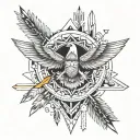 sunshine, arrows , thunderbird tattoo design idea