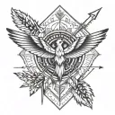 sunshine, arrows , thunderbird tattoo design idea