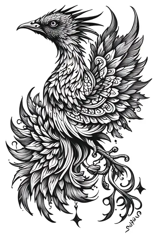 mandala phoenix tattoo design idea