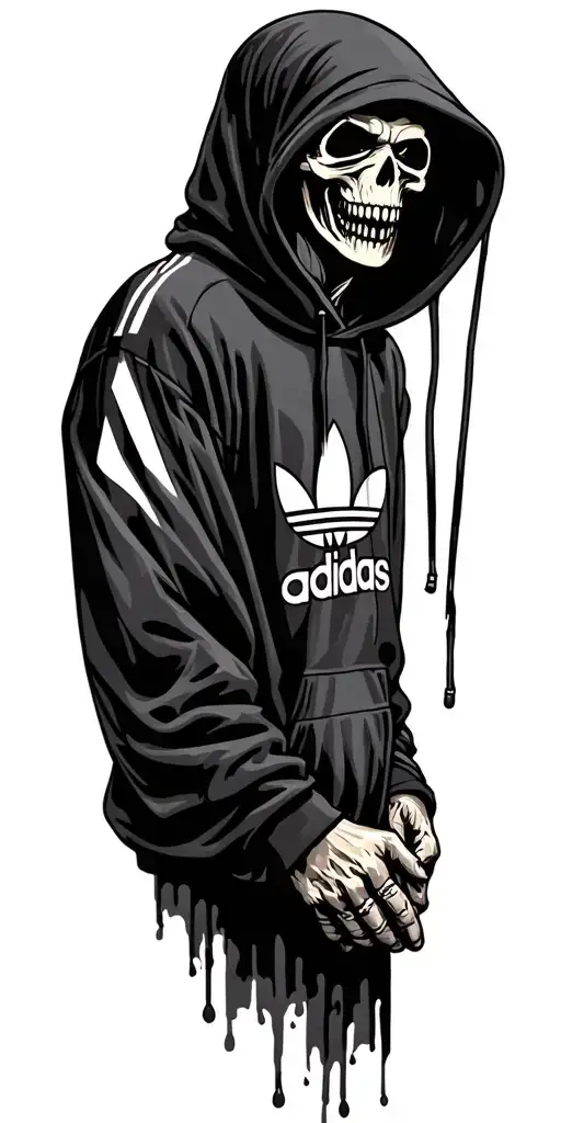 grim reaper wearing an Adidas hoody tattoo design idea