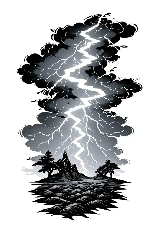 Thunderstorm with lightning bolts tattoo design idea