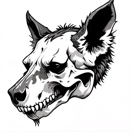 Animal skull, animal demon, hyena, side profile tattoo design idea