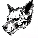Animal skull, animal demon, hyena, side profile tattoo design idea