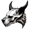 Animal skull, animal demon, hyena, side profile tattoo design idea