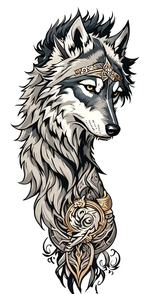 fenrir viking norse wolf tattoo design idea