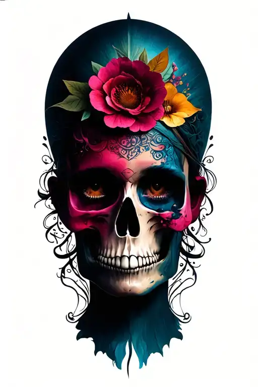 duality beauty death tattoo design idea