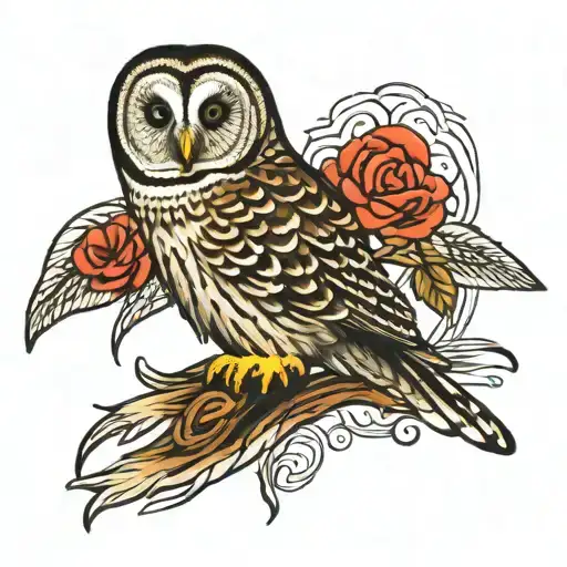 barred owl sm vertical tatoo tattoo design idea