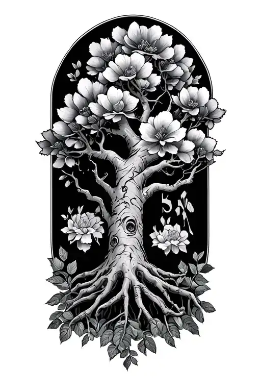"smith" family tree growing tattoo design idea