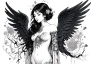 japanese female angel tattoo design idea