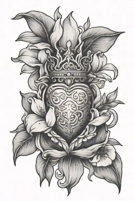 sacred heart of Jesus with magnolia flower tattoo design idea