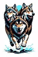 3 wolves running tattoo design idea