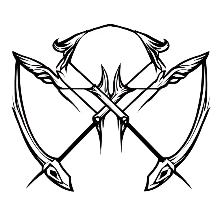 Bow and arrow and Royston Club Bull tattoo design idea