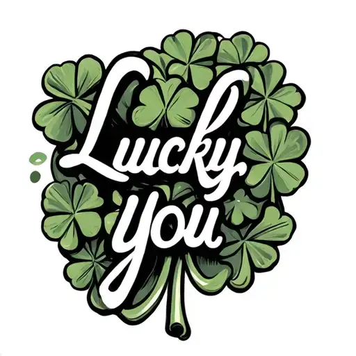 "Lucky you" shamrock surrounded tattoo design idea