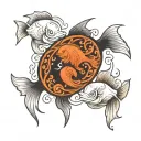 yin and yang in the form of two fish on the brush tattoo design idea