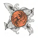 yin and yang in the form of two fish on the brush tattoo design idea