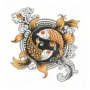yin and yang in the form of two fish on the brush tattoo design idea