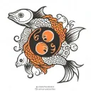 yin and yang in the form of two fish on the brush tattoo design idea