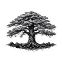 alder tree with oak tree intertwined with vine wrapping tattoo design idea