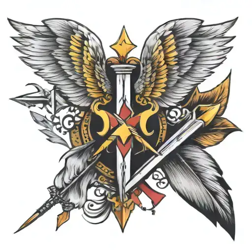 4  Arrows and one set of angel wings  tattoo design idea