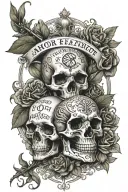 Amor Fati and Momento Mori written with greek stoic philosphy warrior philosphy theme tattoo design idea