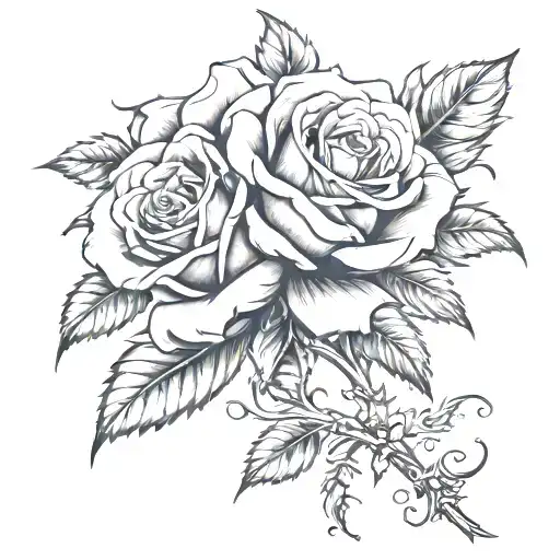 long stem rose with dragon  tattoo design idea