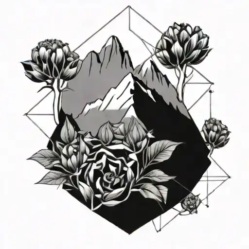 pikes peak, flowers tattoo design idea
