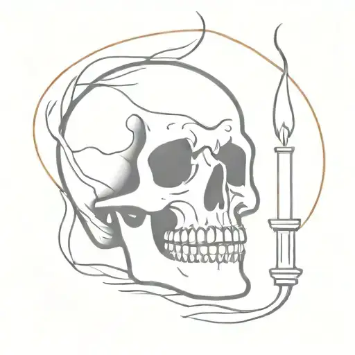 skull and candle burning tattoo design idea
