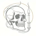 skull and candle burning tattoo design idea