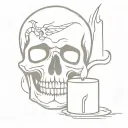 skull and candle burning tattoo design idea