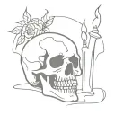 skull and candle burning tattoo design idea