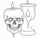skull and candle burning tattoo design idea