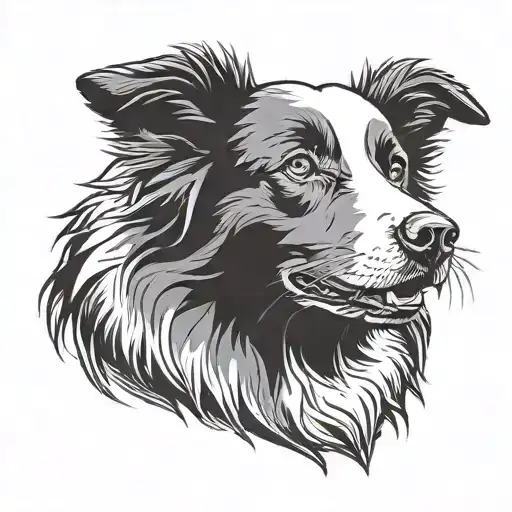 border collie head silhouette portrait tattoo tattoo design idea