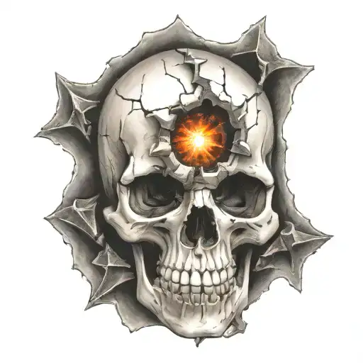 skull bullet hole tattoo design idea