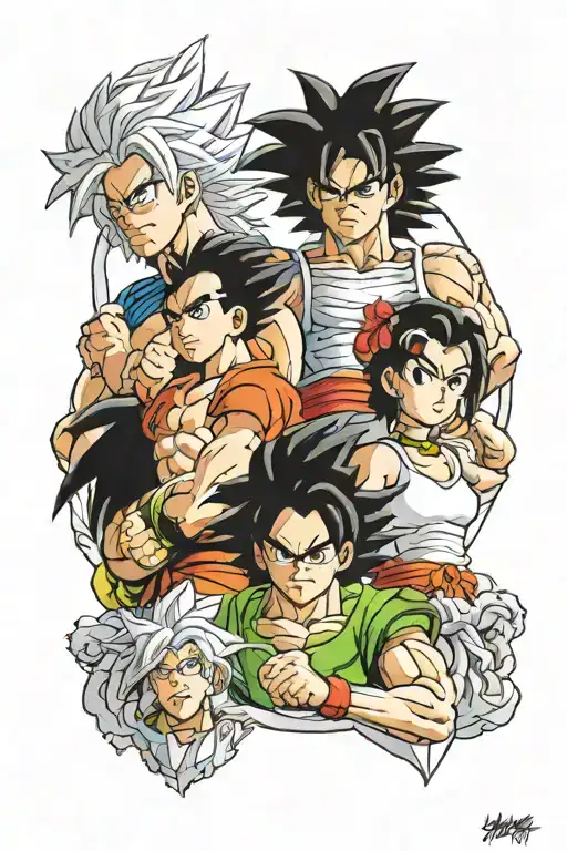 Videl & broly from Dragon ball z with with Missa from death note tattoo design idea