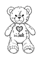 "Iris Jack" evil teddy bear badly damaged with stitches with a broken heart thats been mended and repaired and my daughters name  tattoo design idea