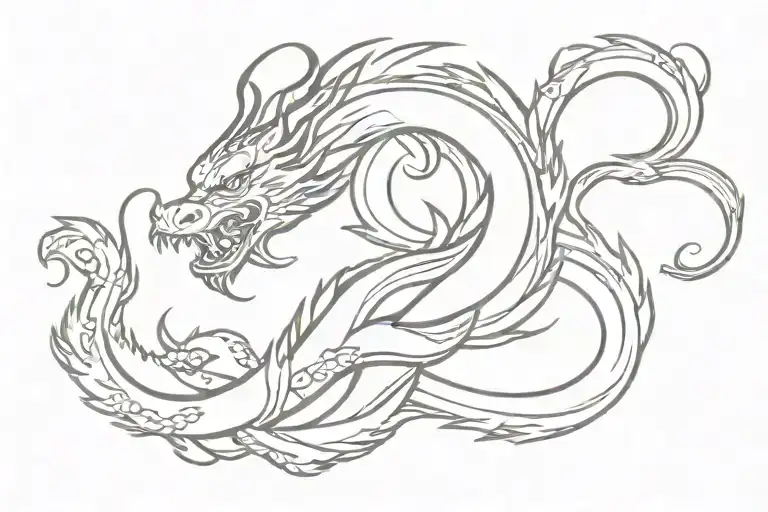 chinese dragon breathing fire tattoo design idea