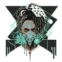 emo,depression,anxiety,darkness,introvert,lonely,suicidal,sad,dark skinned male,dyed short dreads fully hiding face,teen tattoo design idea