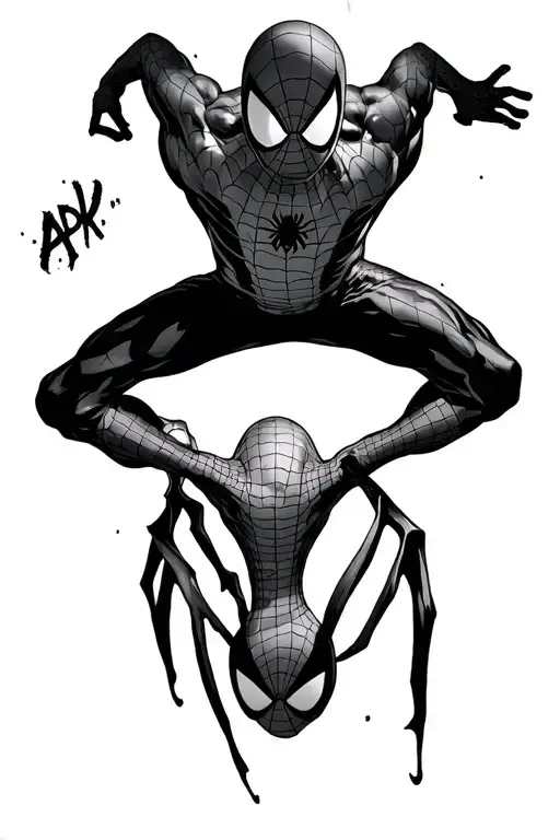 "Paradoxical" spider man falling tattoo design idea