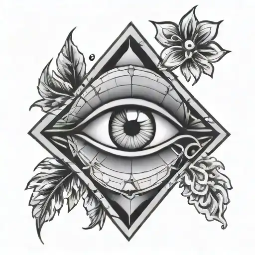 The eye of the world between inside a diamond in the old school style tattoo design idea