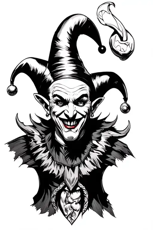 court jester making an evil grin tattoo design idea
