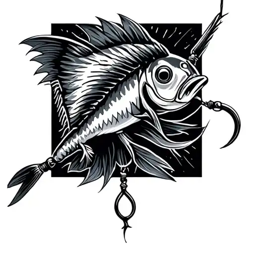 sagittarius fishing hook 4 x 4 elements tattoo design idea