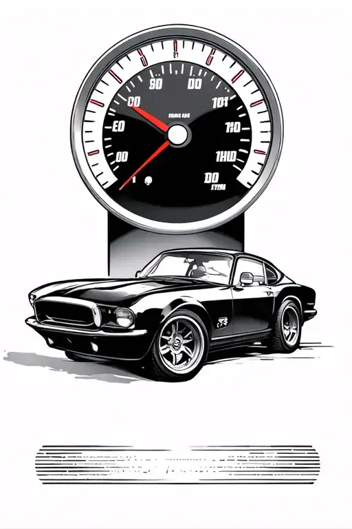 car alloy surrounded by a speedometer tattoo design idea