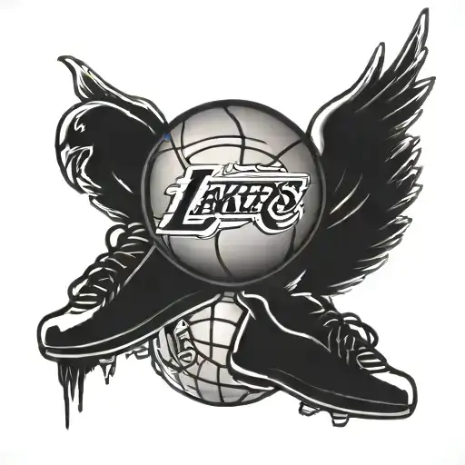 Lakers basketball and eagles football and shoes tattoo design idea