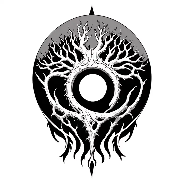 Create a tattoo incorporating Yggdrasil, huginn and minion and vegvisir tattoo design idea