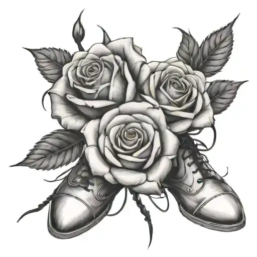 two white roses tied together with a shoelace tattoo design idea